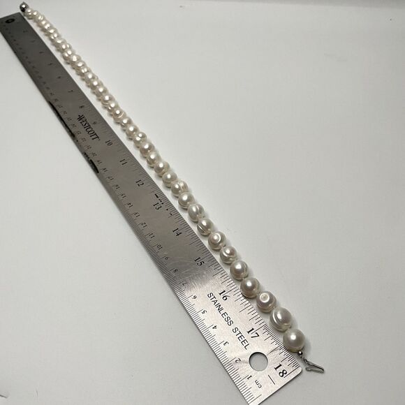 Stunning Large Freshwater Pearl Beaded Knotted Necklace Sterling Silver Clasp - Picture 8 of 9